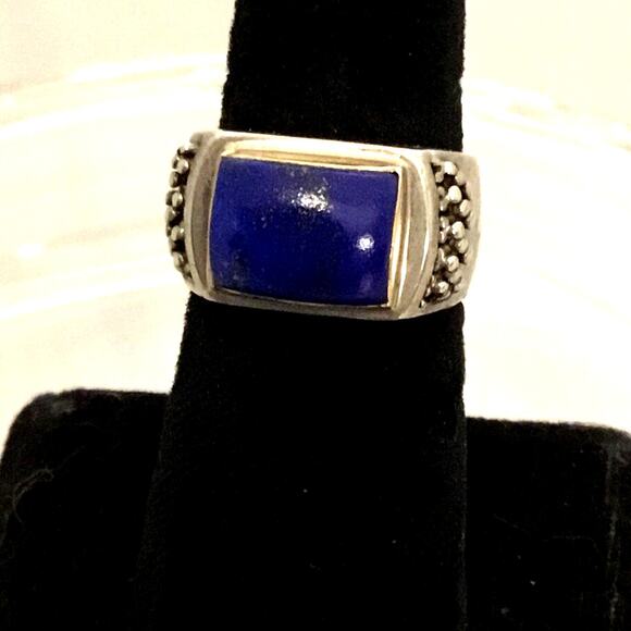 Michael Dawkins Sterling/ Lapis Lazuli RING w/14k gold accent Sz6 - Picture 1 of 9
